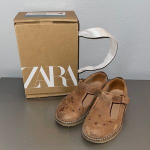 Zara brown leather shoes for toddler girls